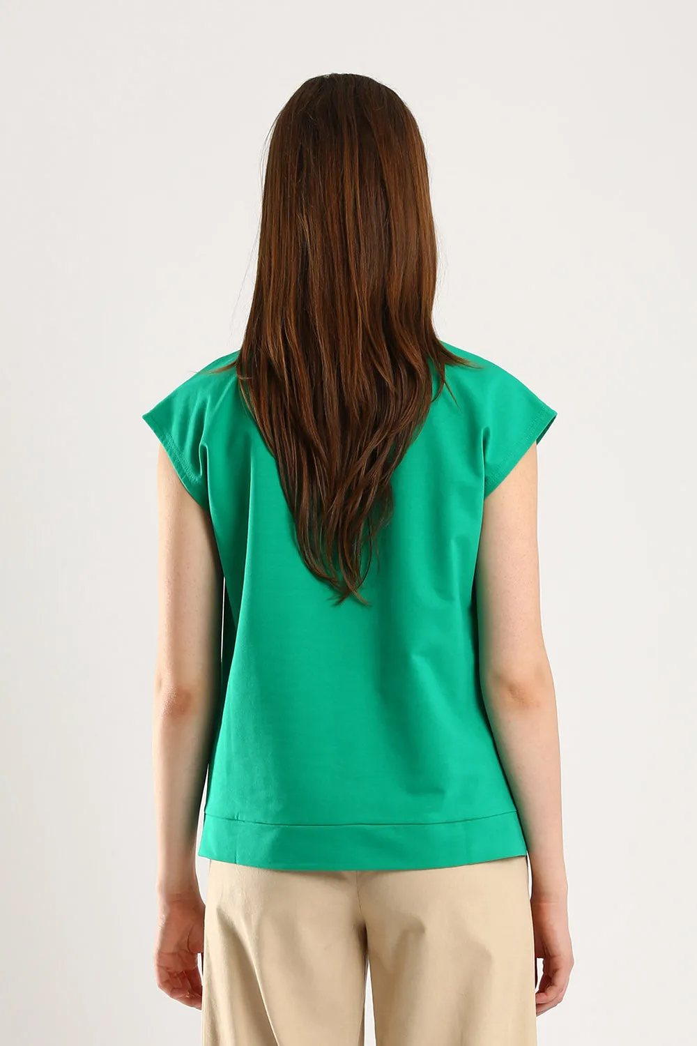 Celestine Sleeveless Jersey Top in Emerald Green