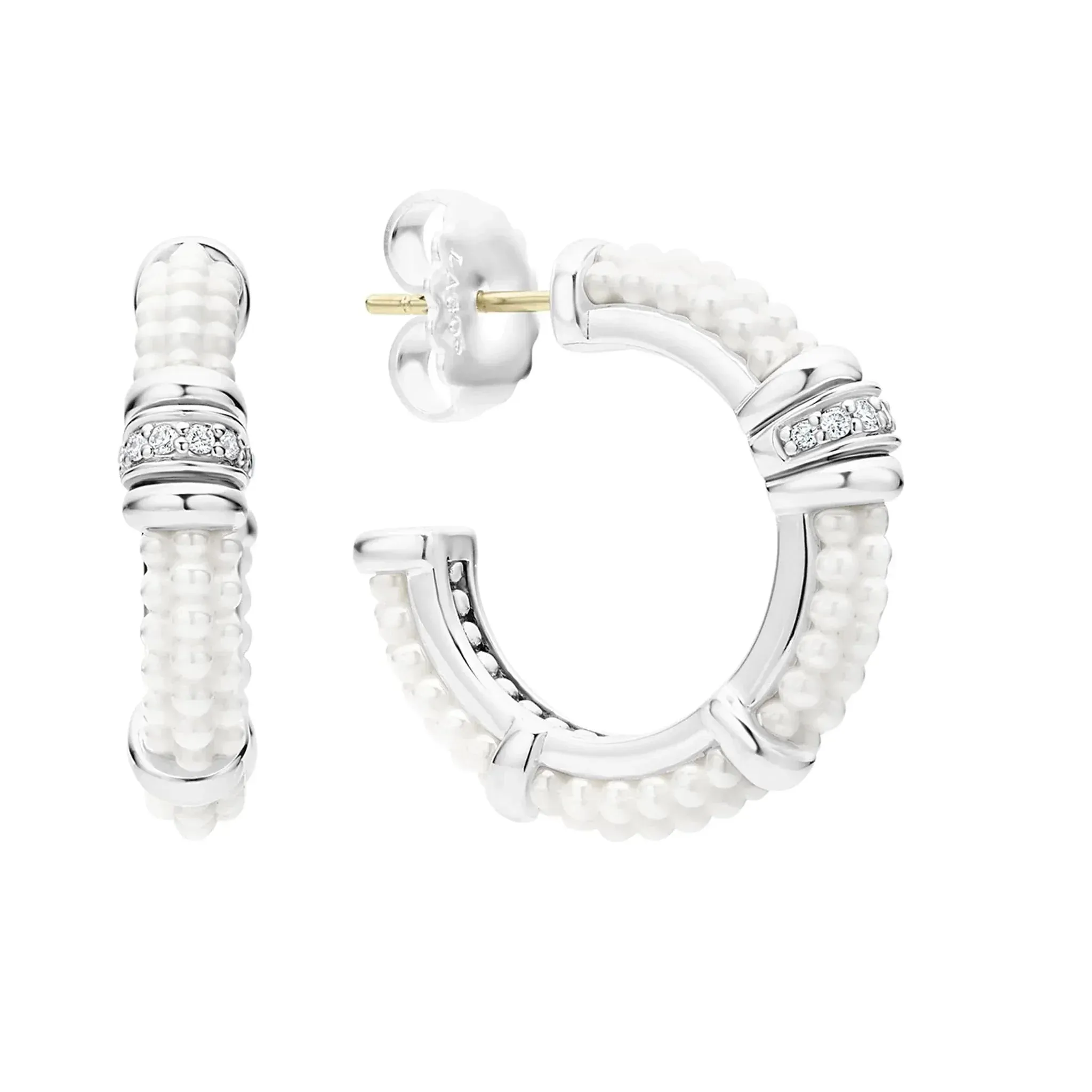 Ceramic and Diamond Hoop Earrings