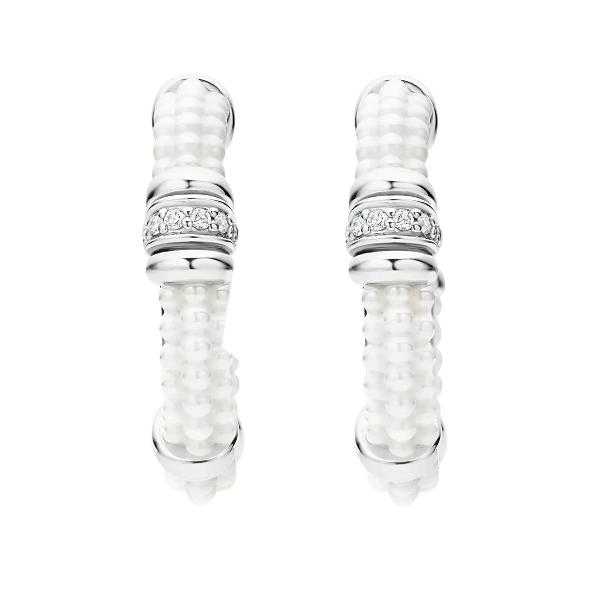 Ceramic and Diamond Hoop Earrings