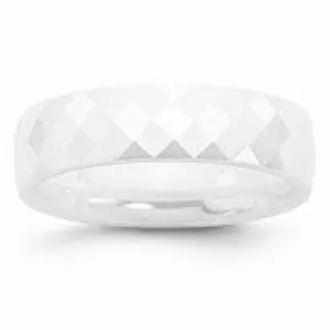 Ceramic White 6mm Faceted Polished Wedding Band Ring