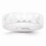 Ceramic White 6mm Faceted Polished Wedding Band Ring