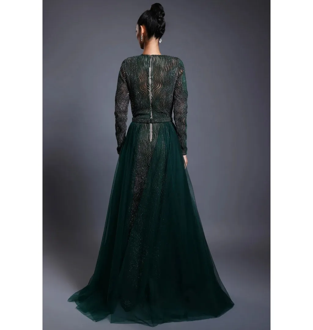 CF Drip Work Emerald Gown