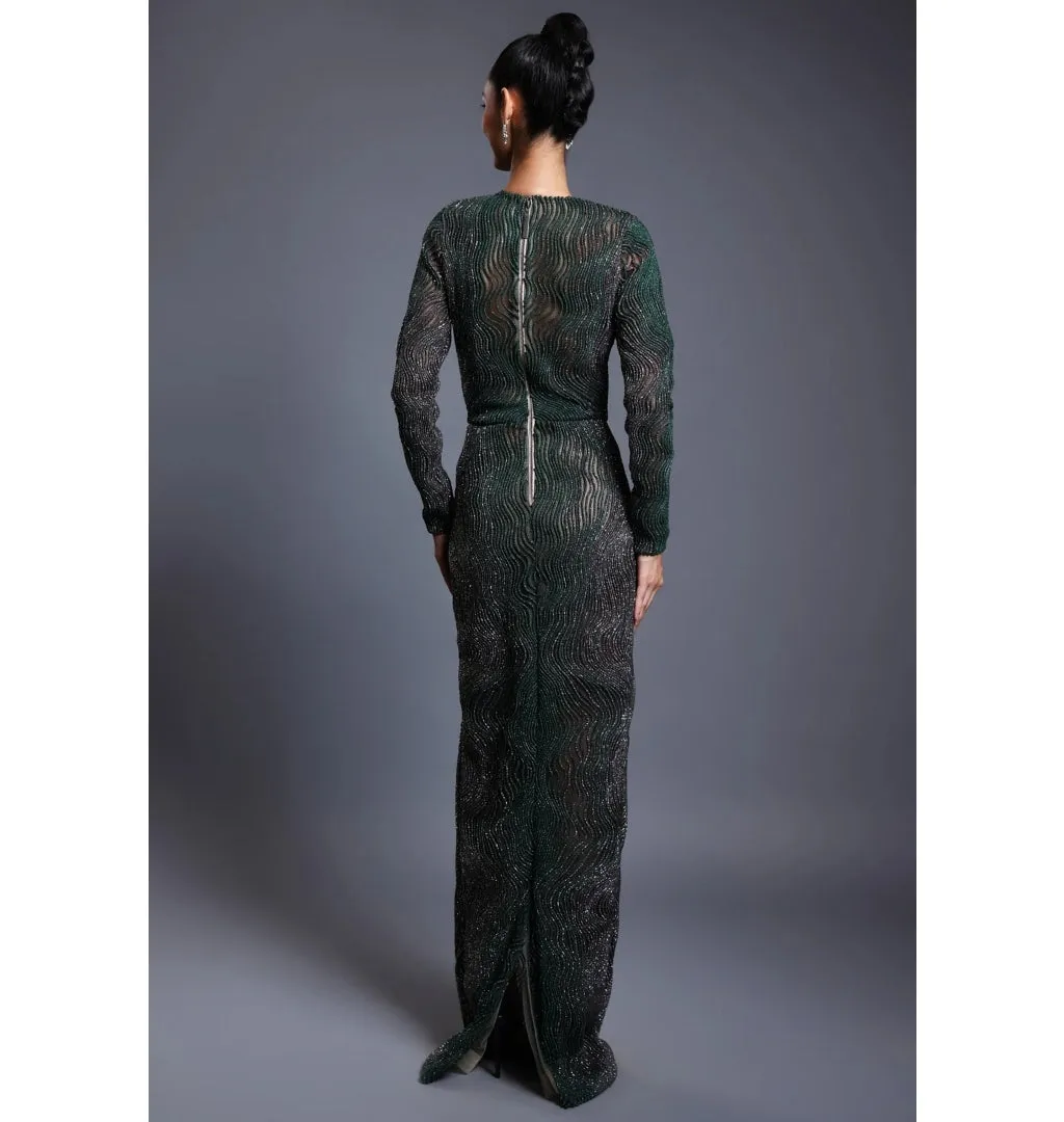 CF Drip Work Emerald Gown
