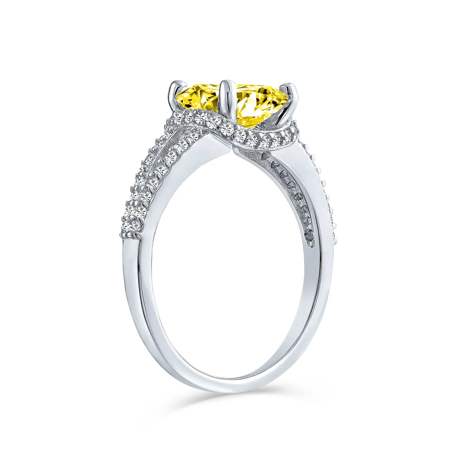 Classic Canary Yellow 3CT CZ Halo Oval Engagement Ring, Rose Gold Plated Silver