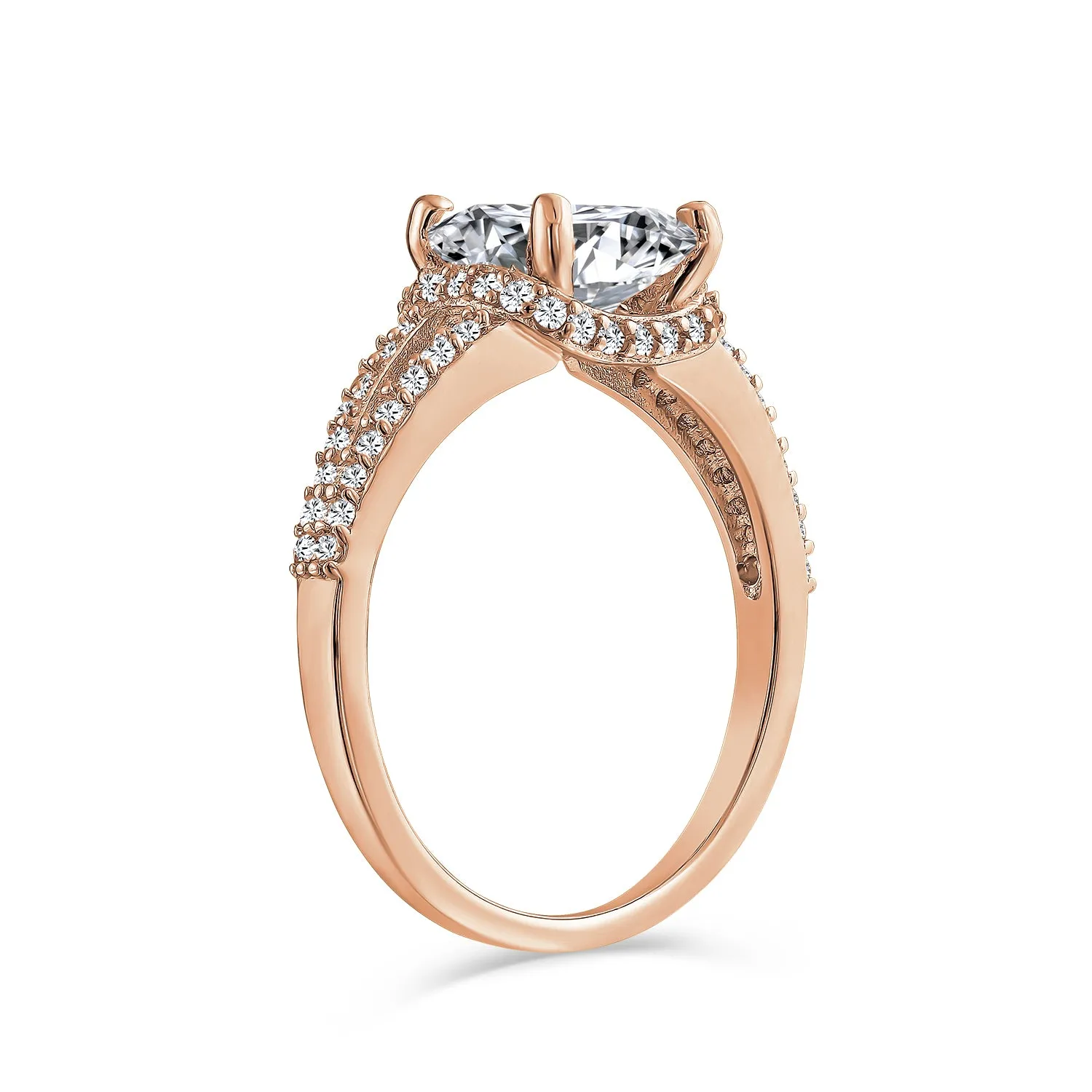 Classic Canary Yellow 3CT CZ Halo Oval Engagement Ring, Rose Gold Plated Silver