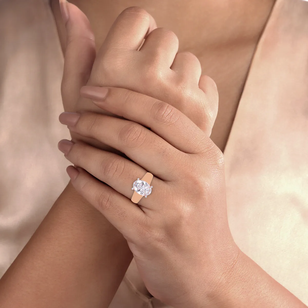 Classic Lab Grown Oval Cut Solitaire Ring