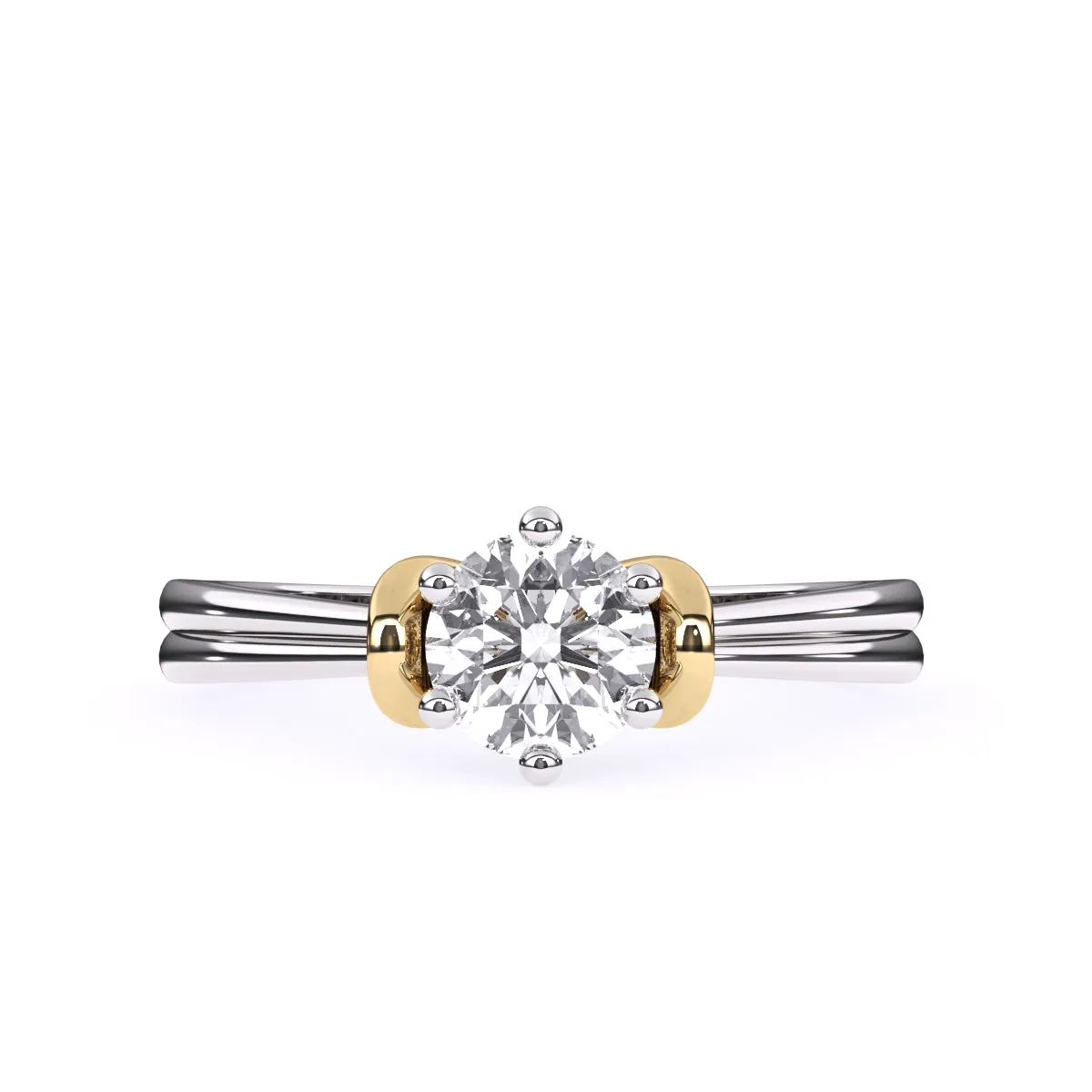 Classic Round Diamond Two Tone Ring
