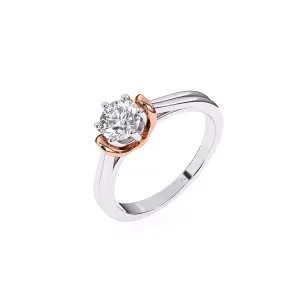 Classic Round Diamond Two Tone Ring