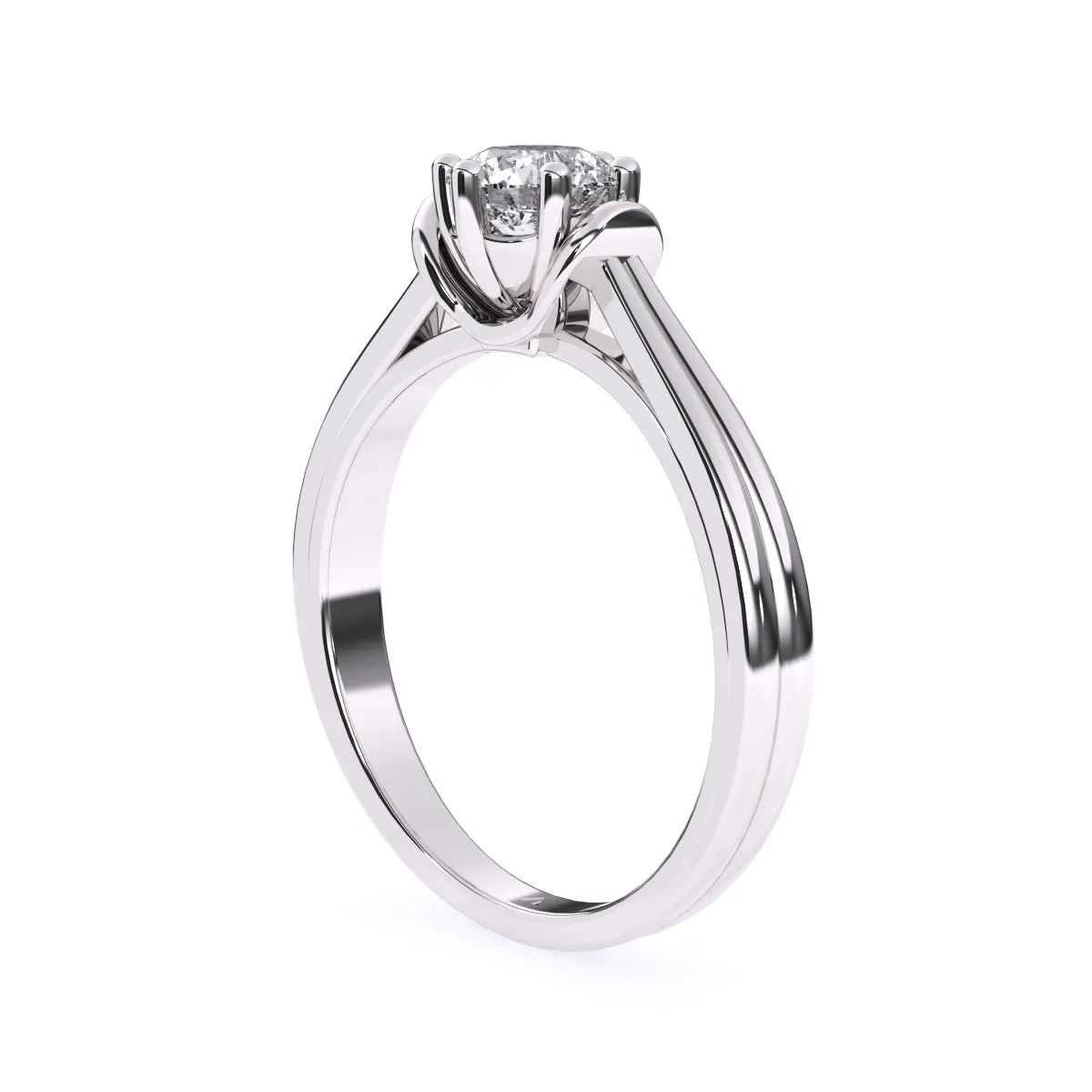Classic Round Diamond Two Tone Ring