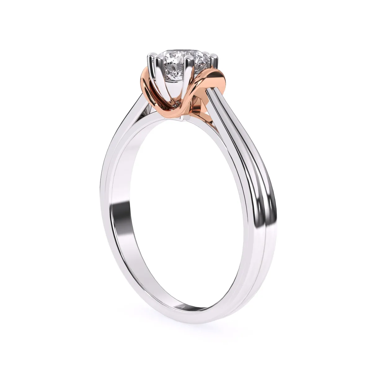 Classic Round Diamond Two Tone Ring