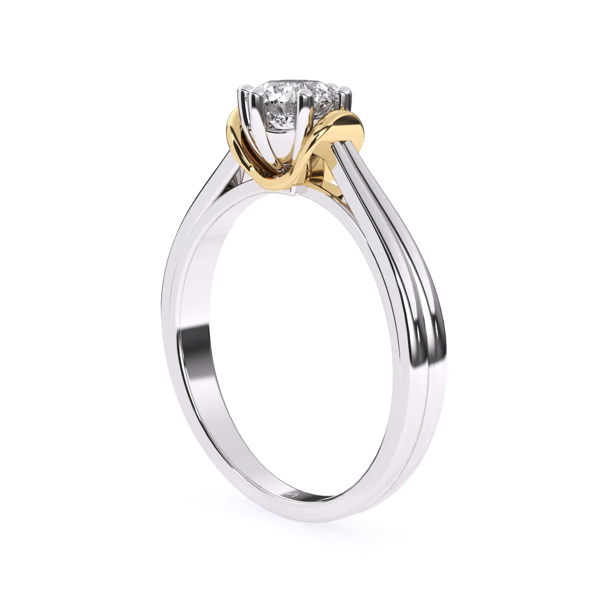 Classic Round Diamond Two Tone Ring