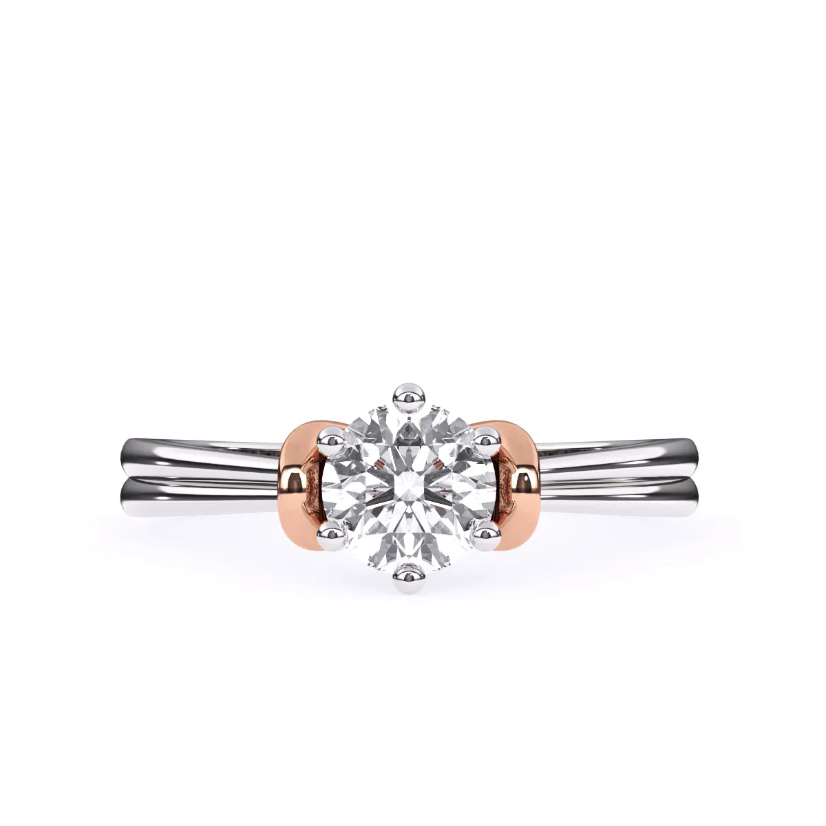 Classic Round Diamond Two Tone Ring