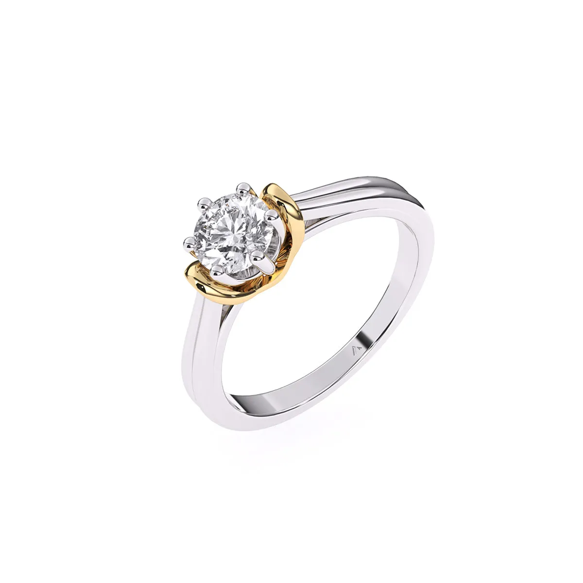 Classic Round Diamond Two Tone Ring
