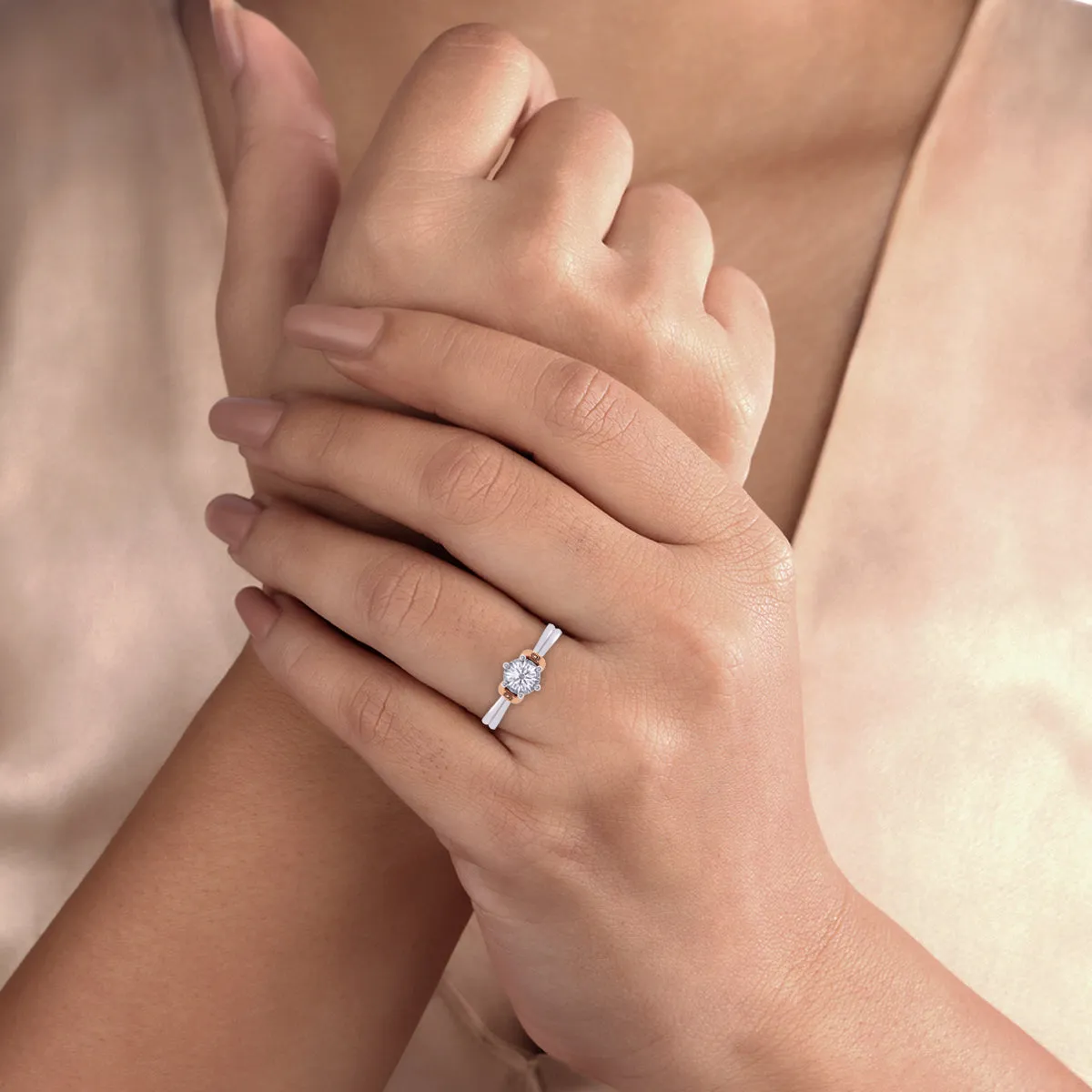 Classic Round Diamond Two Tone Ring