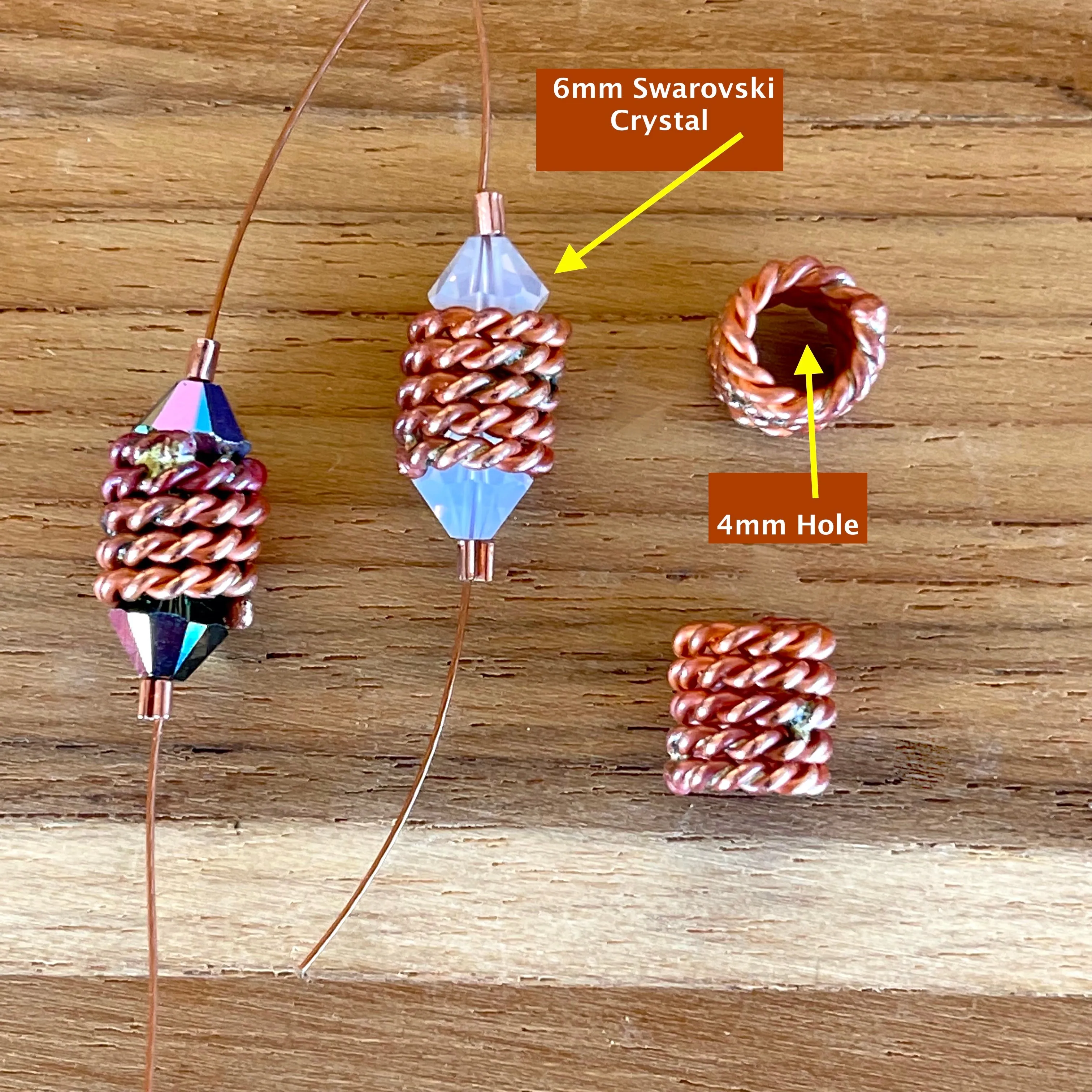 Copper Coil Bead w/4mm Hole