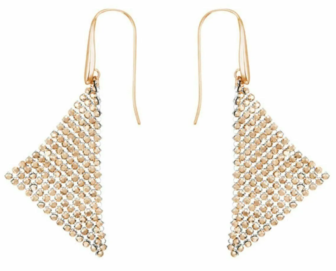 Created Diamond Triangular Shaped Mesh Shimmering Earrings