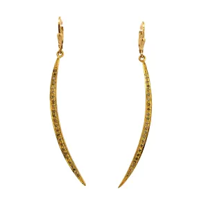 Crescent Earrings with Champagne Diamonds, 18k Vermeil