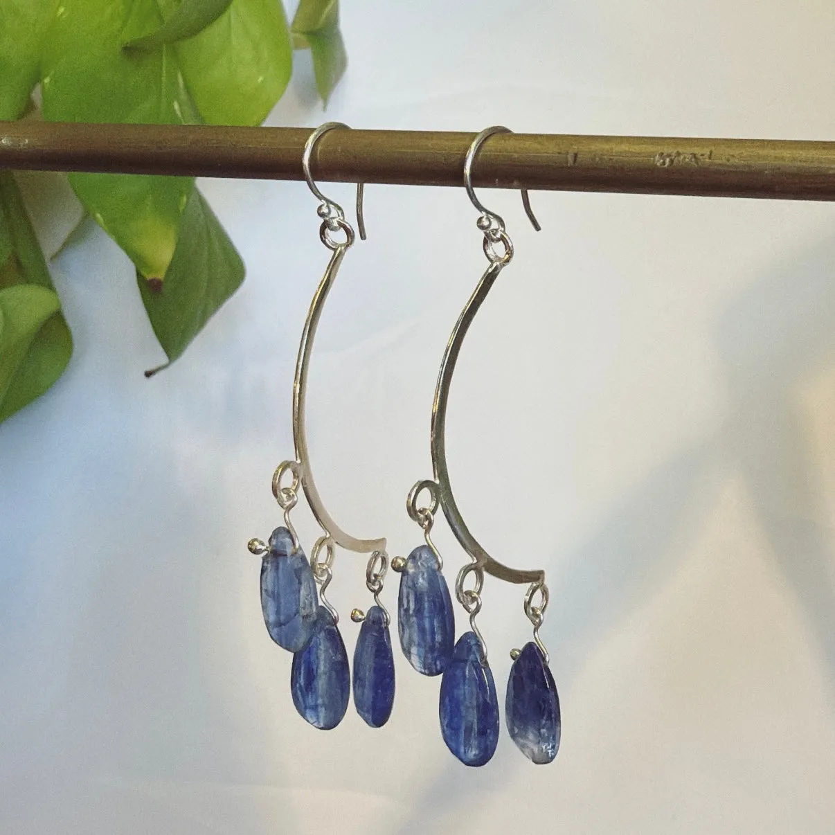 Crescent royal blue kyanite earrings