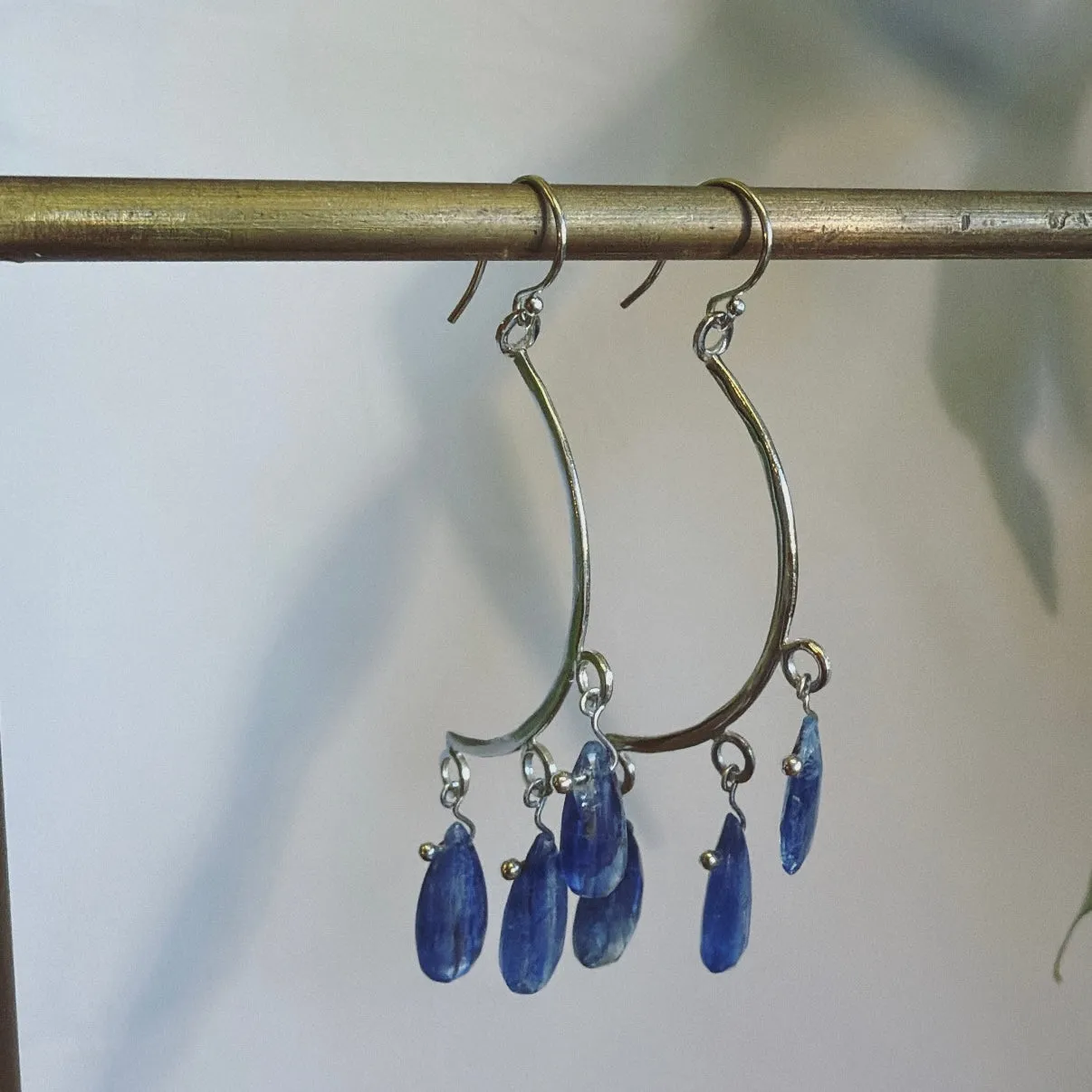 Crescent royal blue kyanite earrings