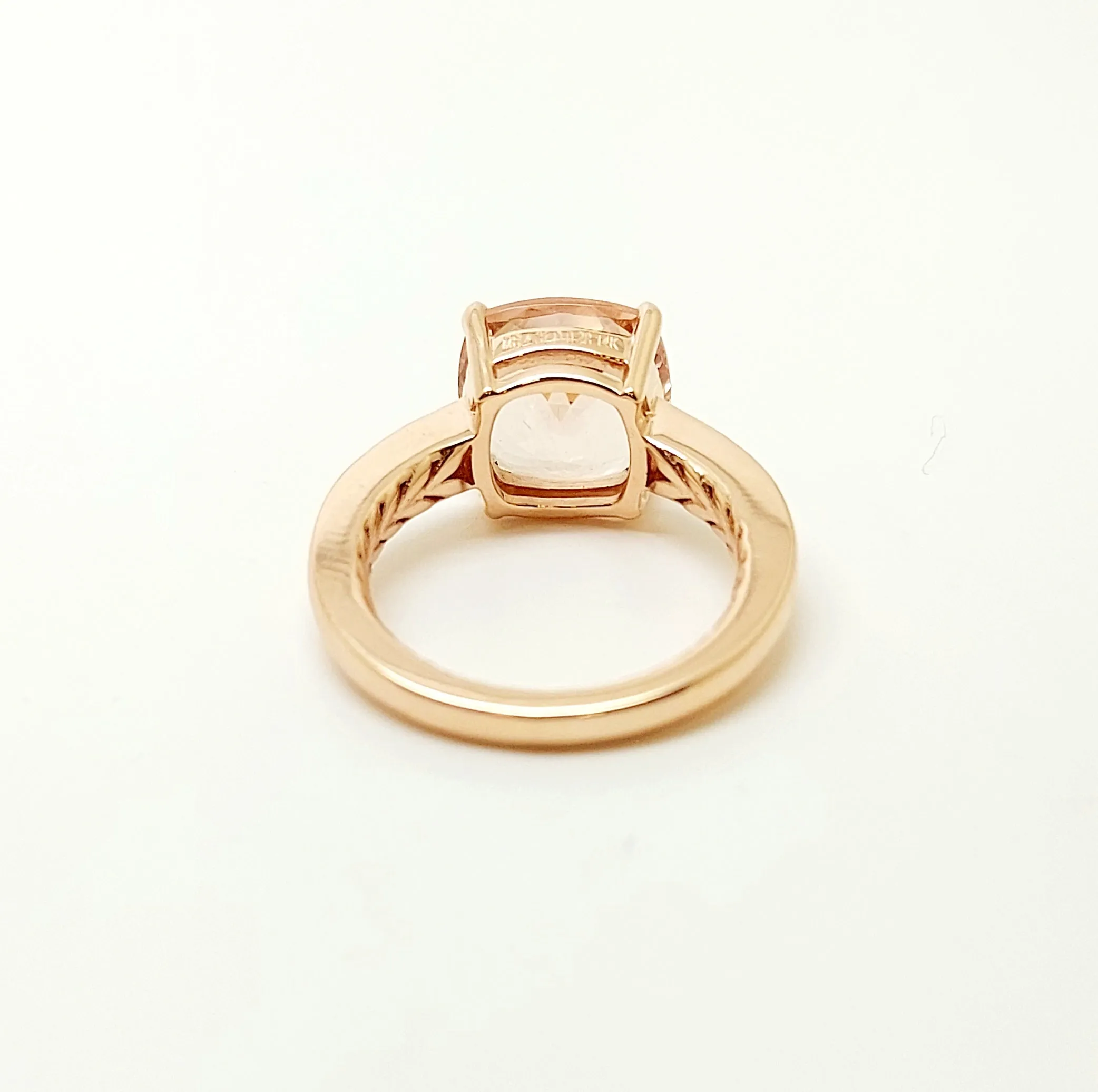 Cushion-cut Morganite & Diamond Statement Ring in 14k Rose Gold