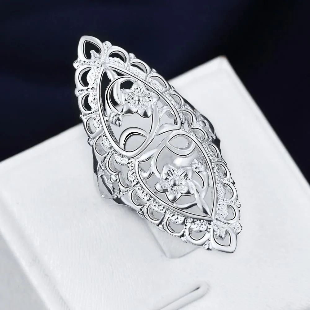 Cute Noble Fashion Classic Hollow Silver Color Ring