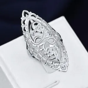 Cute Noble Fashion Classic Hollow Silver Color Ring