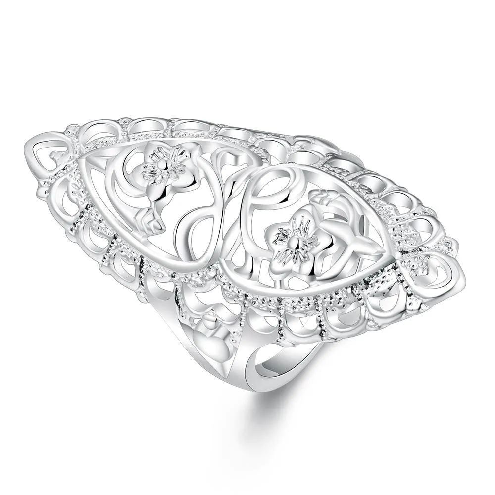 Cute Noble Fashion Classic Hollow Silver Color Ring
