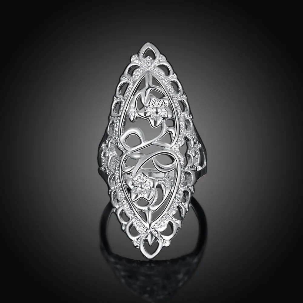 Cute Noble Fashion Classic Hollow Silver Color Ring
