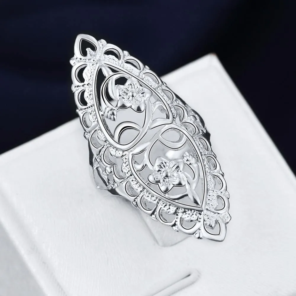 Cute Noble Fashion Classic Hollow Silver Color Ring