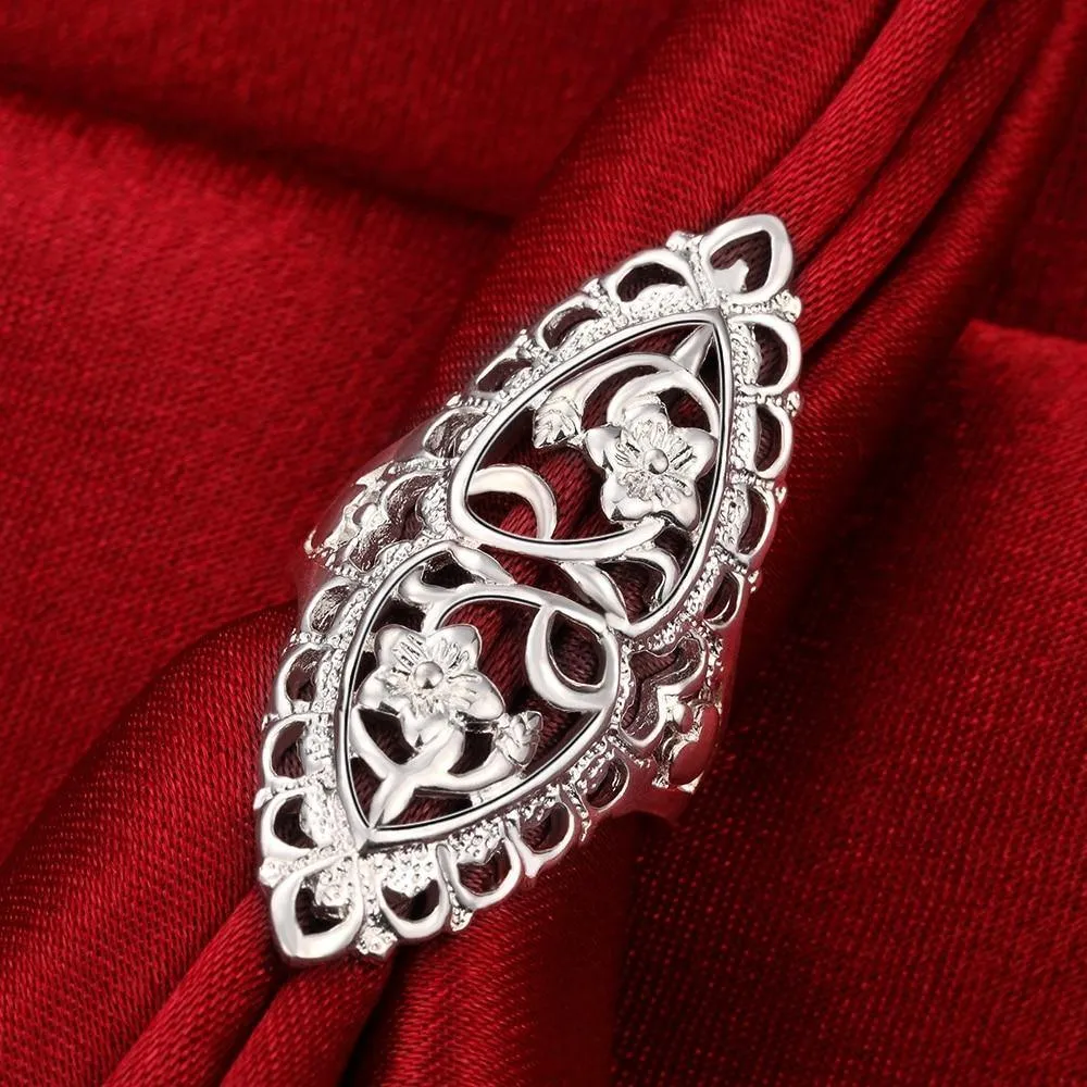 Cute Noble Fashion Classic Hollow Silver Color Ring