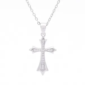 CZ Paved Cross Sterling Silver Necklace
