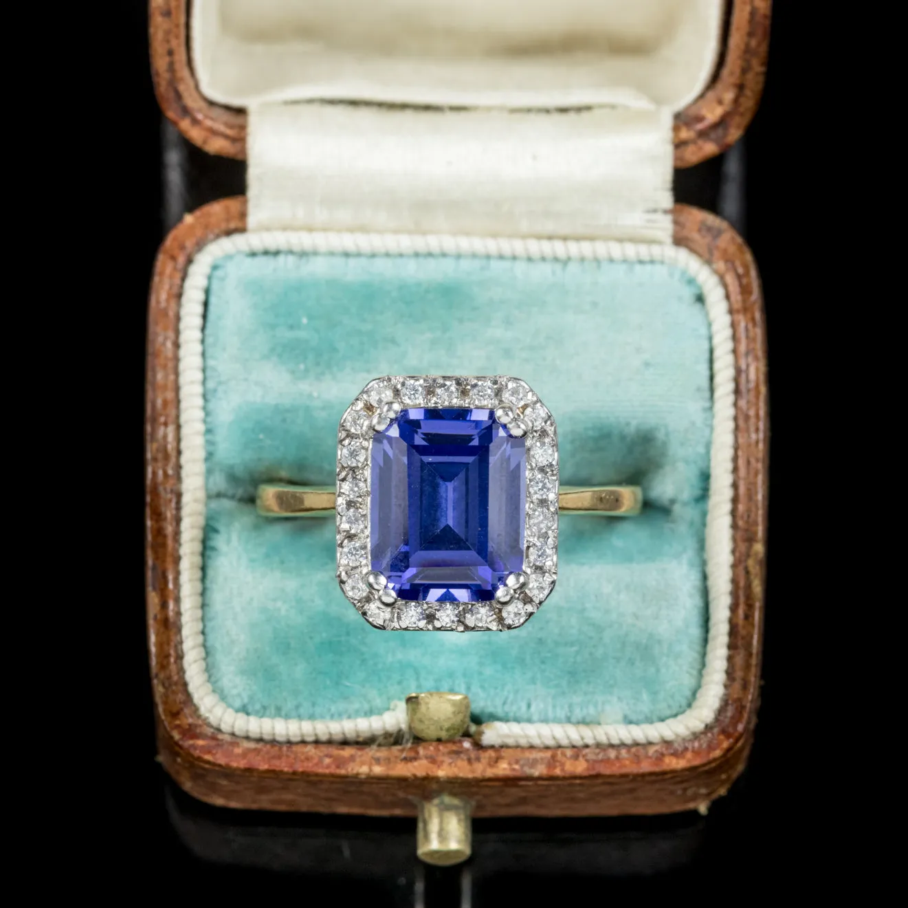 Cz Tanzanite Paste Ring 9Ct Gold On Silver
