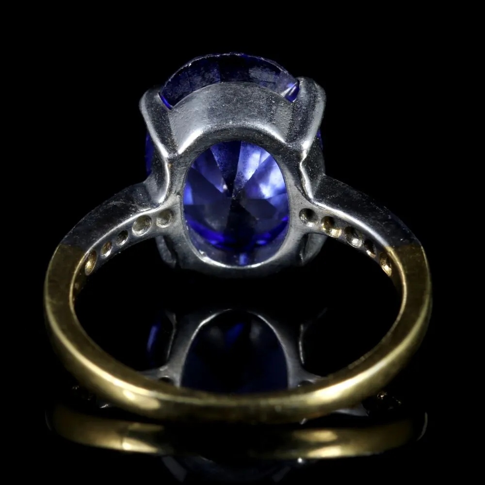 Cz Tanzanite Paste Solitaire Ring 18Ct Gold Silver