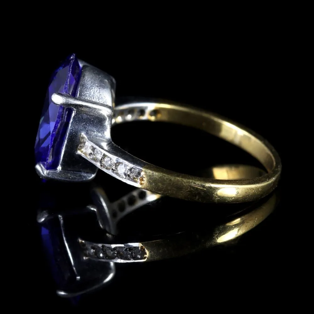 Cz Tanzanite Paste Solitaire Ring 18Ct Gold Silver
