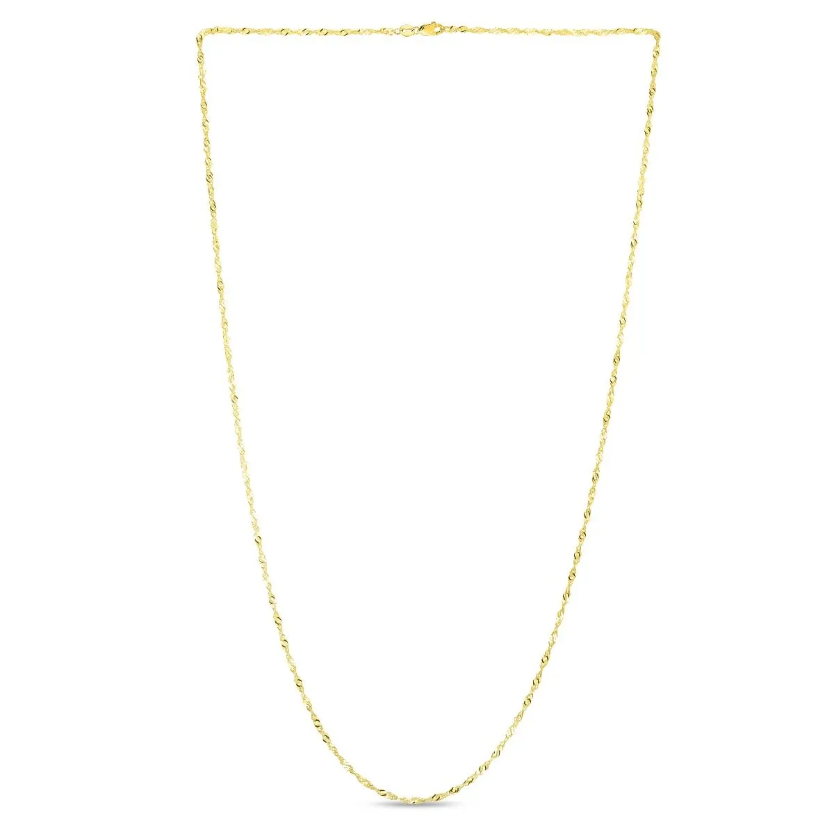 Delicate 1.5mm Singapore Chain 16” Necklace in 14k Yellow Gold