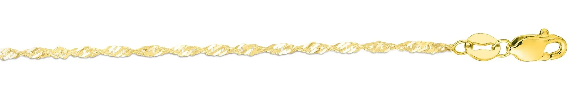 Delicate 1.5mm Singapore Chain 16” Necklace in 14k Yellow Gold