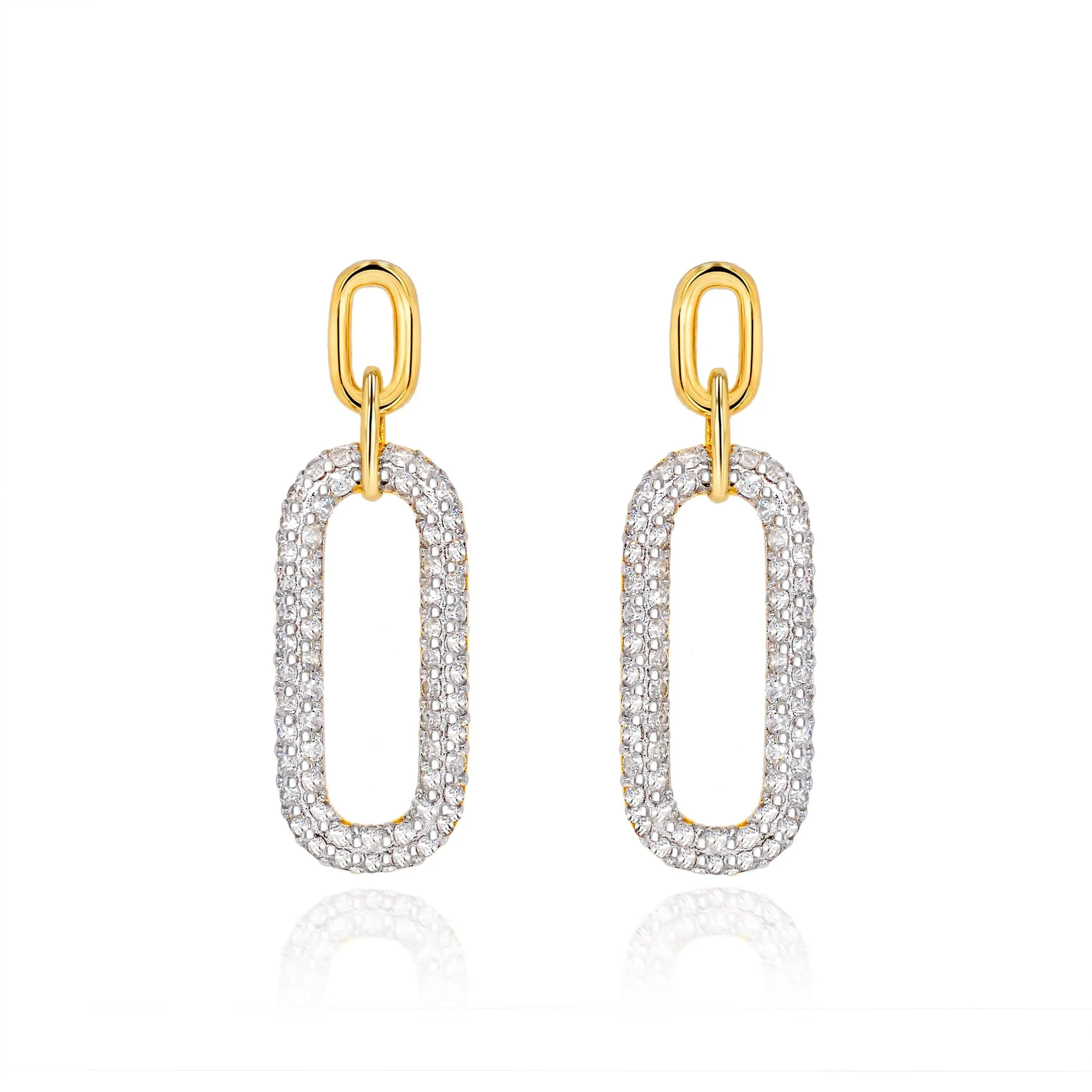 Diamond Encrusted Link Drop Earrings