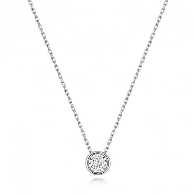 Diamond Jewellery 9ct White Gold Diamond Illusion Rubover Necklace ND136W
