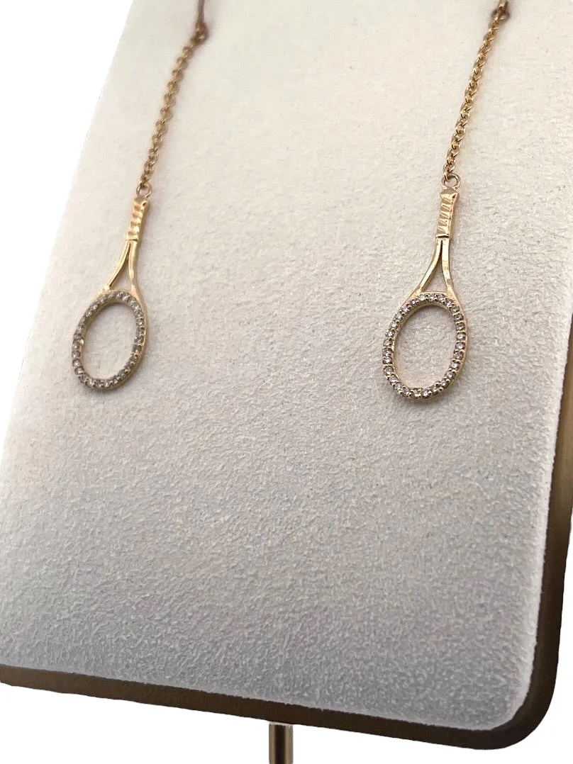 Diamonds Galore Gold Tennis Racket Earrings Jewelry
