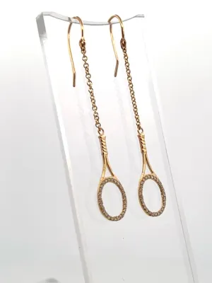 Diamonds Galore Gold Tennis Racket Earrings Jewelry