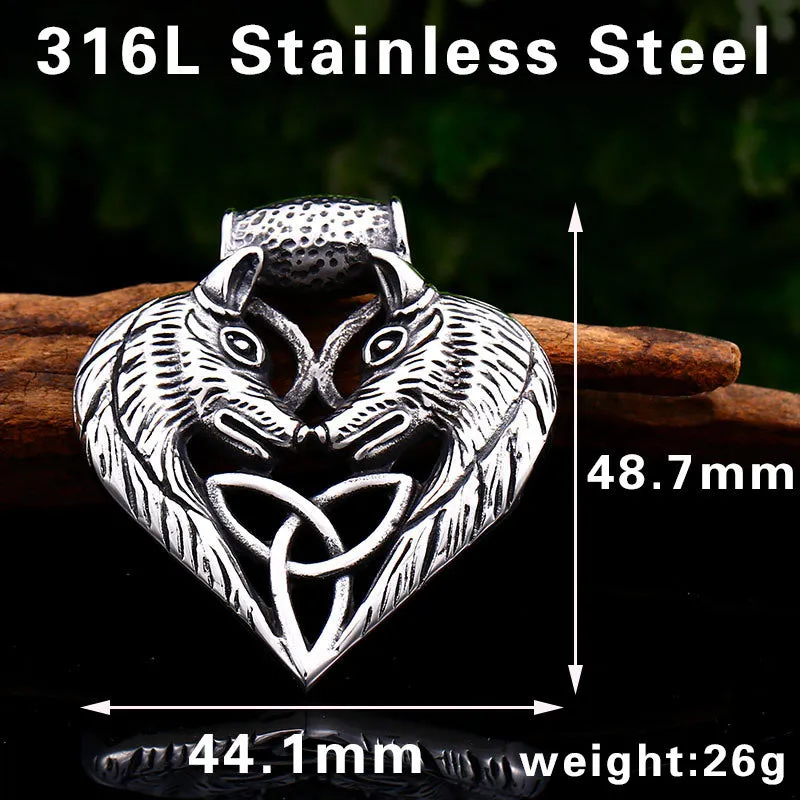 Double Viking Ulfr Heart - Gothic Necklace by The Nevermore
