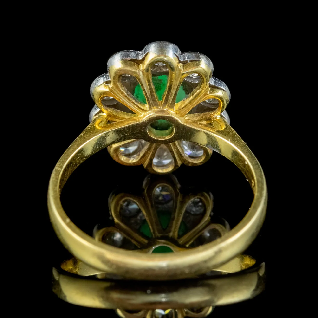 Edwardian Style Jade Diamond Ring 18ct Gold 1ct Jade 1.50ct Of Diamond Dated 1989