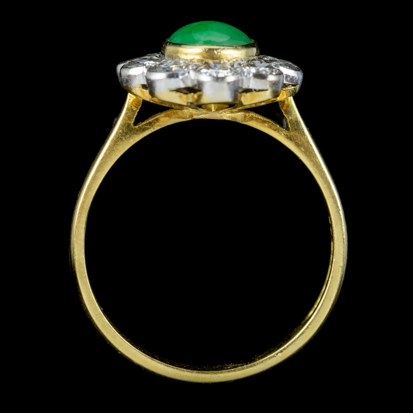 Edwardian Style Jade Diamond Ring 18ct Gold 1ct Jade 1.50ct Of Diamond Dated 1989