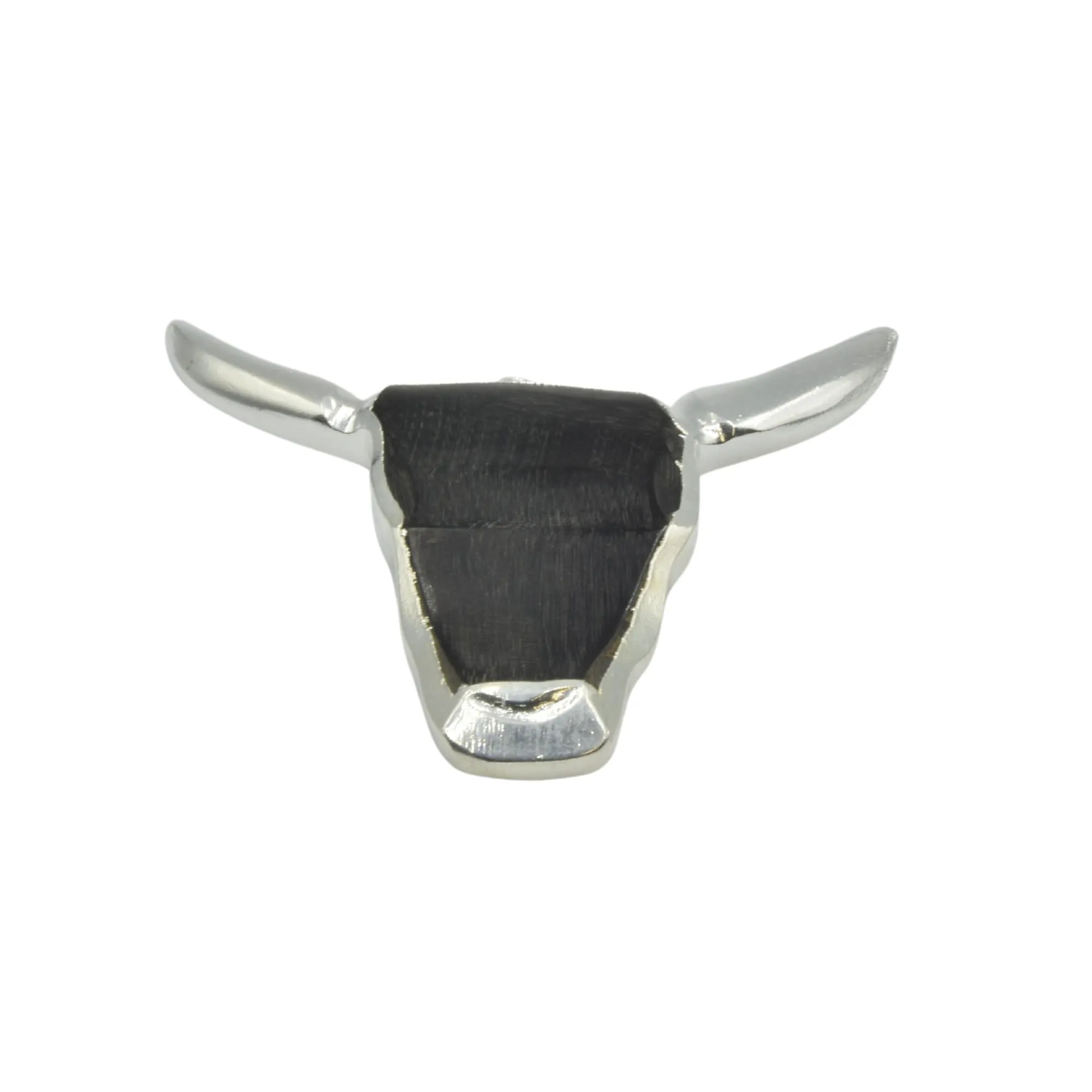 Electroplated Black Brown Wooden and Abalone Bull/Steer Skull Shaped Focal Pendants - Measuring 66mm x 63mm