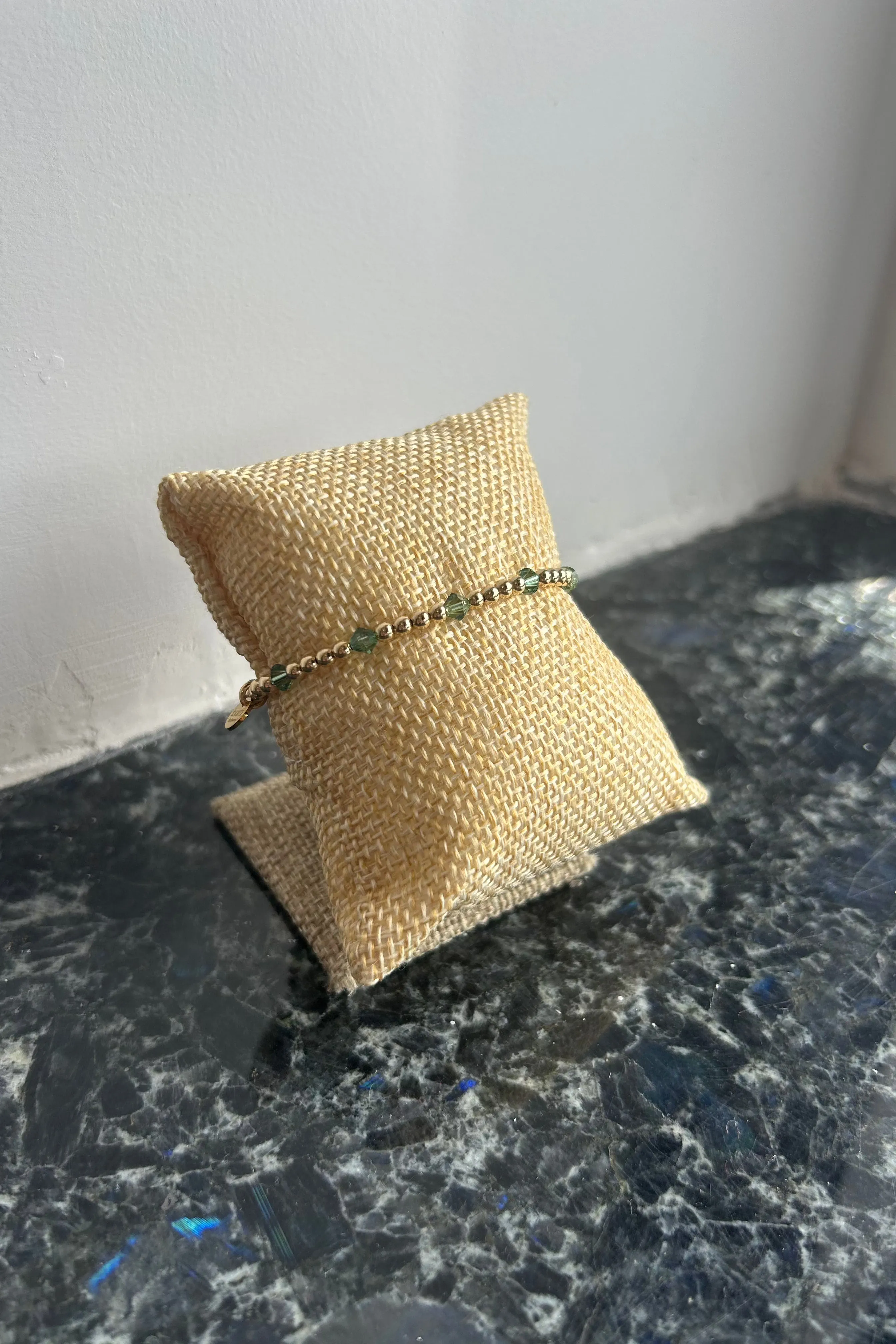 ellie gold filled swarowski crystal bracelet - light emerald