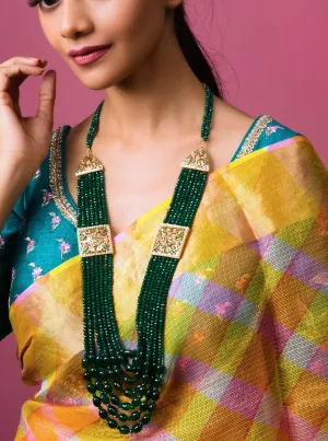 Emerald Green Jadau Tukdi Necklace