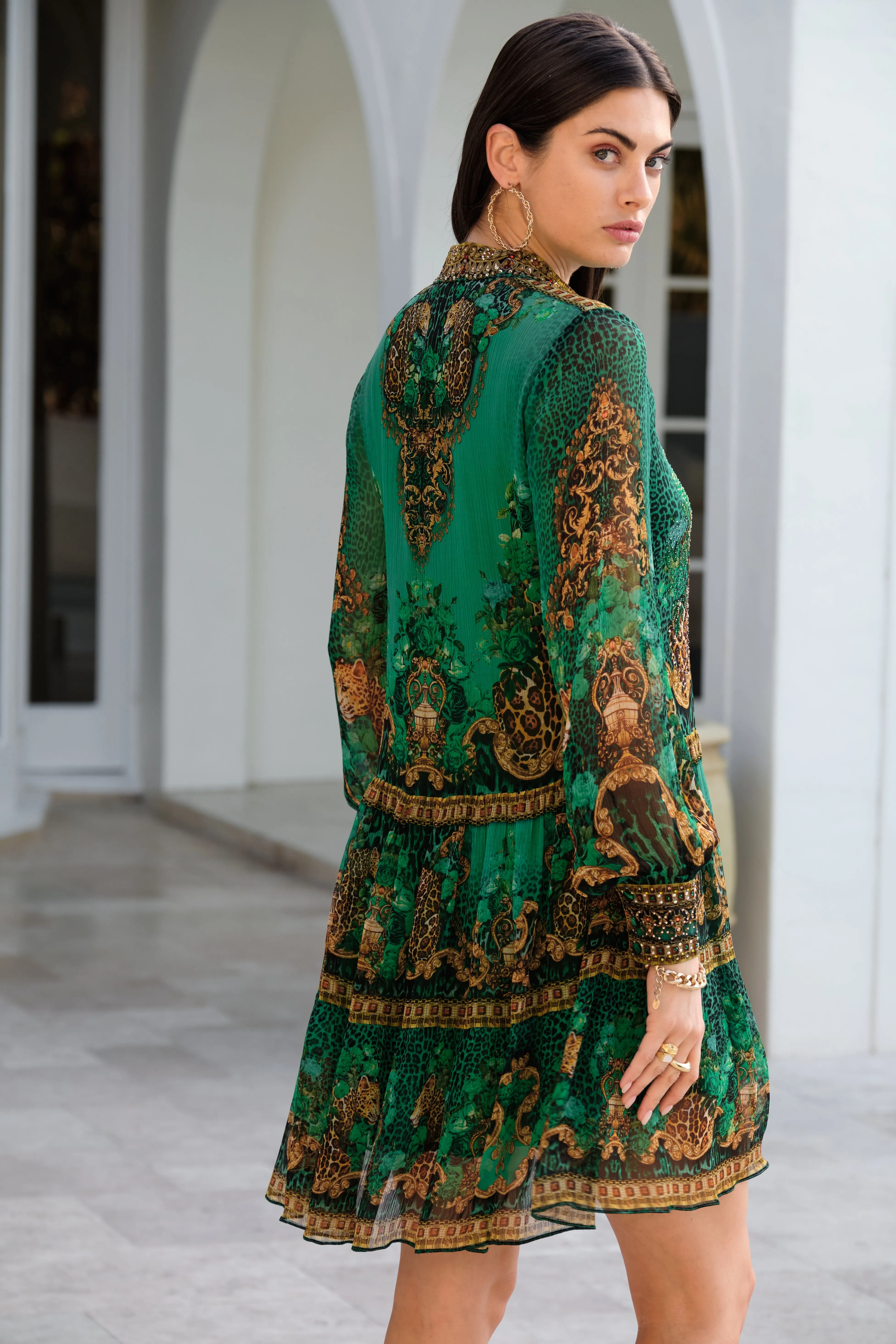 EMERALD LEOPARDESS SHIRT DRESS