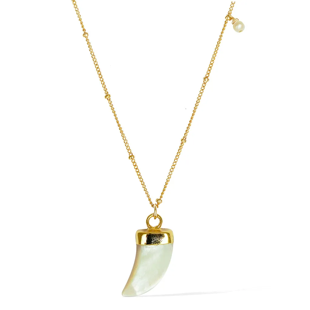 Enchantment Tusk Necklace - Gold and  Mother of Pearl