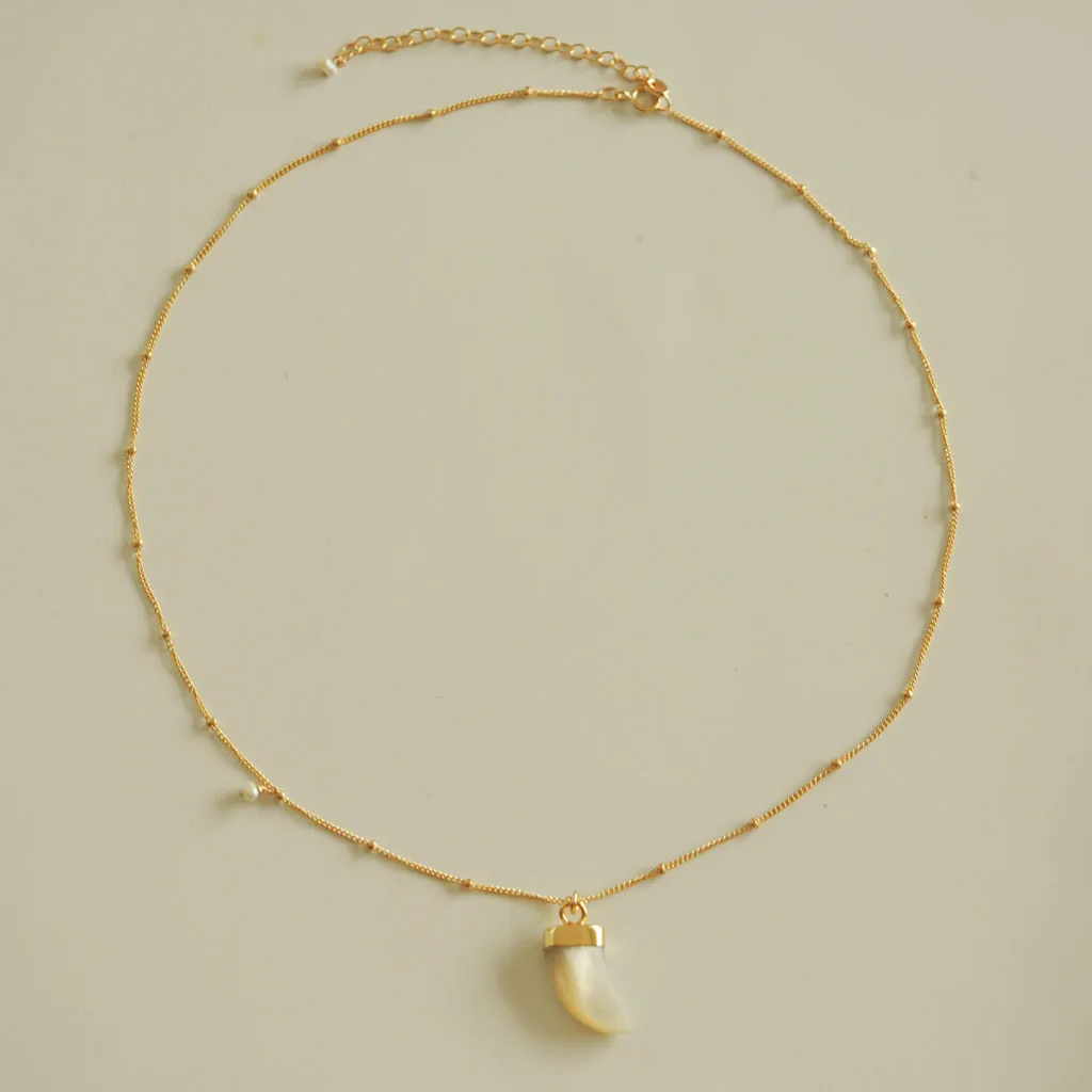 Enchantment Tusk Necklace - Gold and  Mother of Pearl