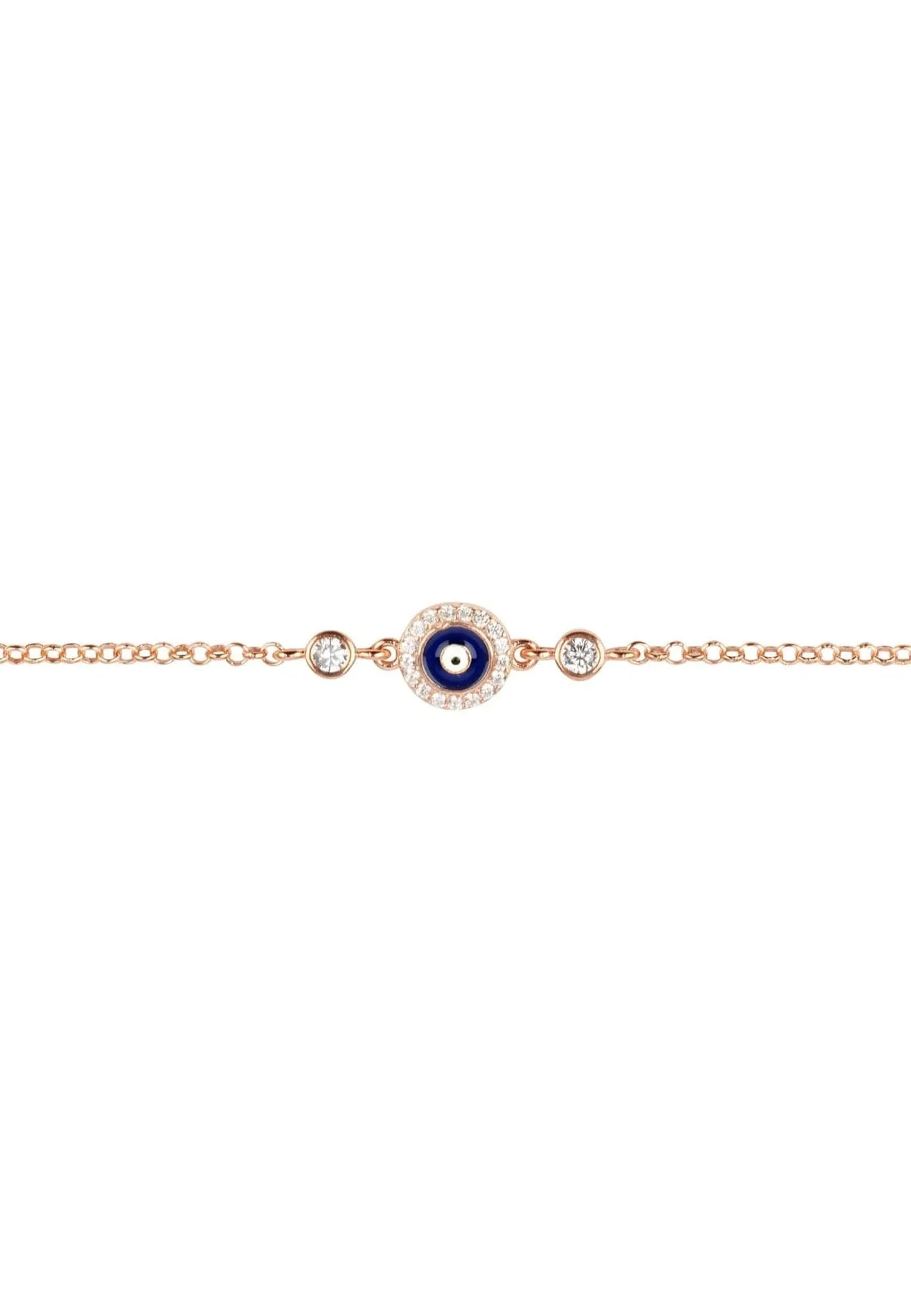 Evil Eye Enamel Dark Blue Bracelet Rosegold